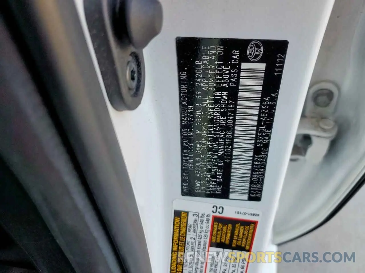 13 Photograph of a damaged car 4T1GZ1FB6LU047187 TOYOTA AVALON 2020