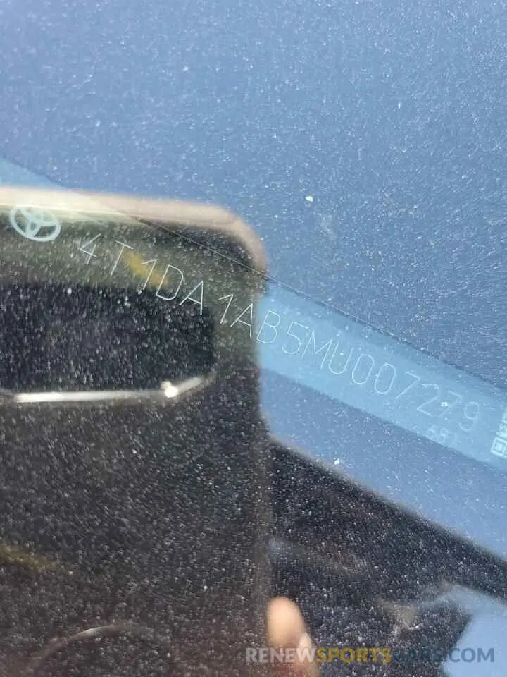 12 Photograph of a damaged car 4T1DA1AB5MU007279 TOYOTA AVALON 2021