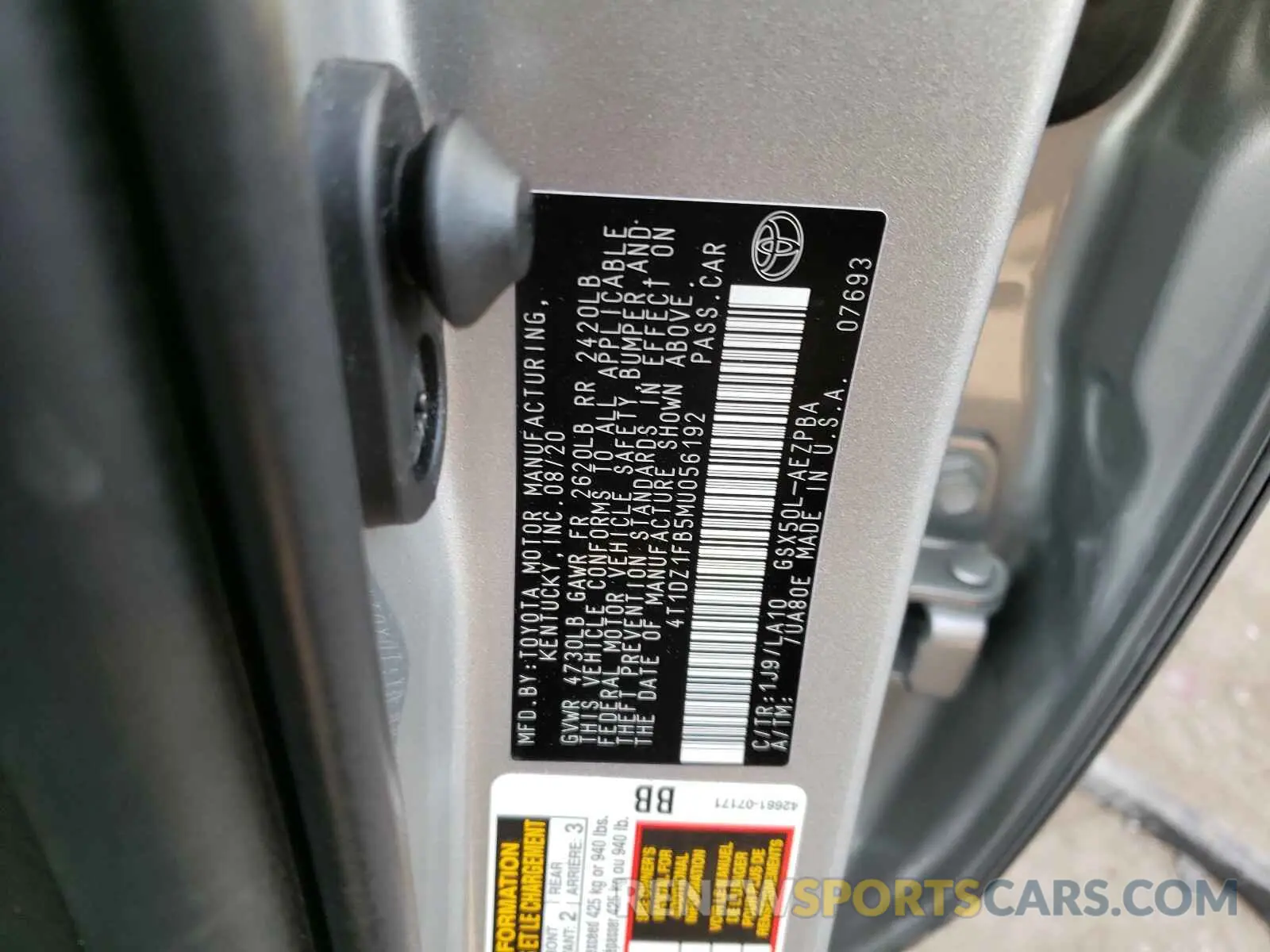 10 Photograph of a damaged car 4T1DZ1FB5MU056192 TOYOTA AVALON 2021