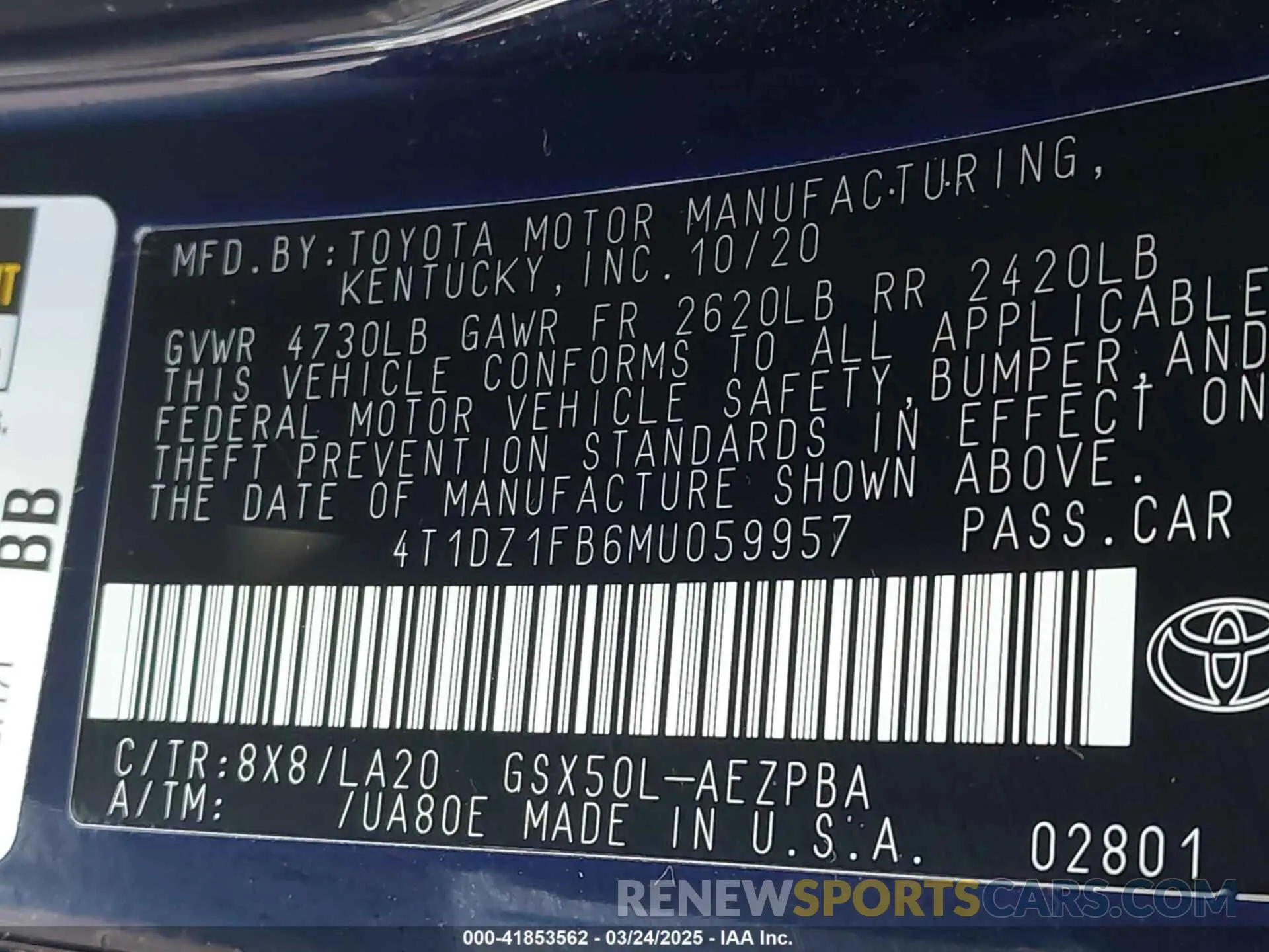 9 Photograph of a damaged car 4T1DZ1FB6MU059957 TOYOTA AVALON 2021
