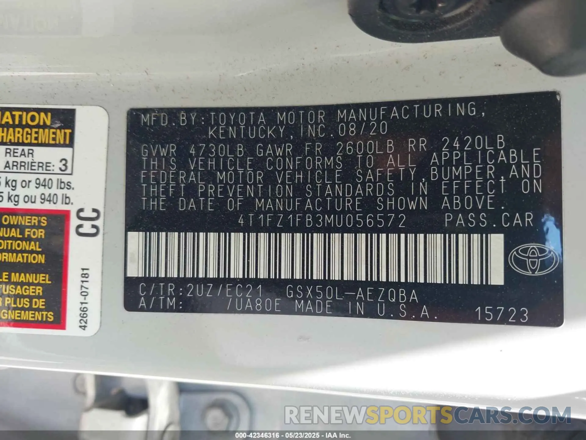 9 Photograph of a damaged car 4T1FZ1FB3MU056572 TOYOTA AVALON 2021
