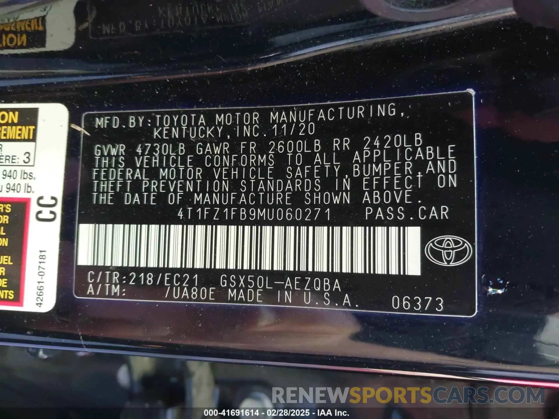 9 Photograph of a damaged car 4T1FZ1FB9MU060271 TOYOTA AVALON 2021