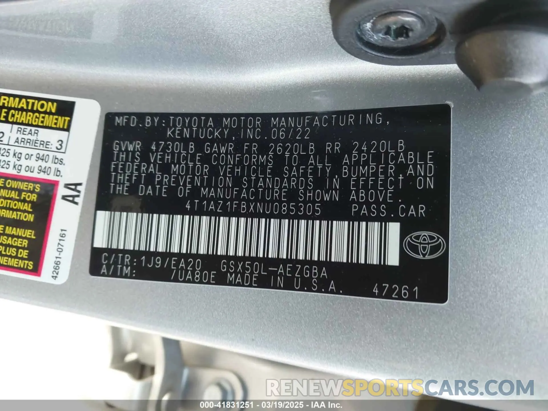 9 Photograph of a damaged car 4T1AZ1FBXNU085305 TOYOTA AVALON 2022