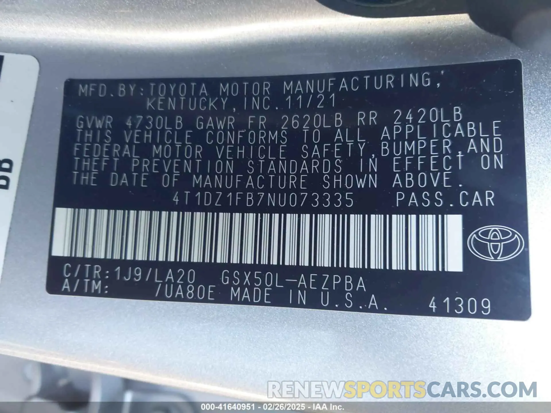 9 Photograph of a damaged car 4T1DZ1FB7NU073335 TOYOTA AVALON 2022