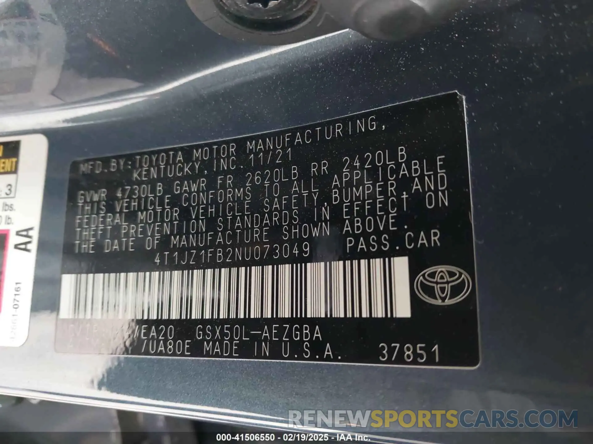 9 Photograph of a damaged car 4T1JZ1FB2NU073049 TOYOTA AVALON 2022