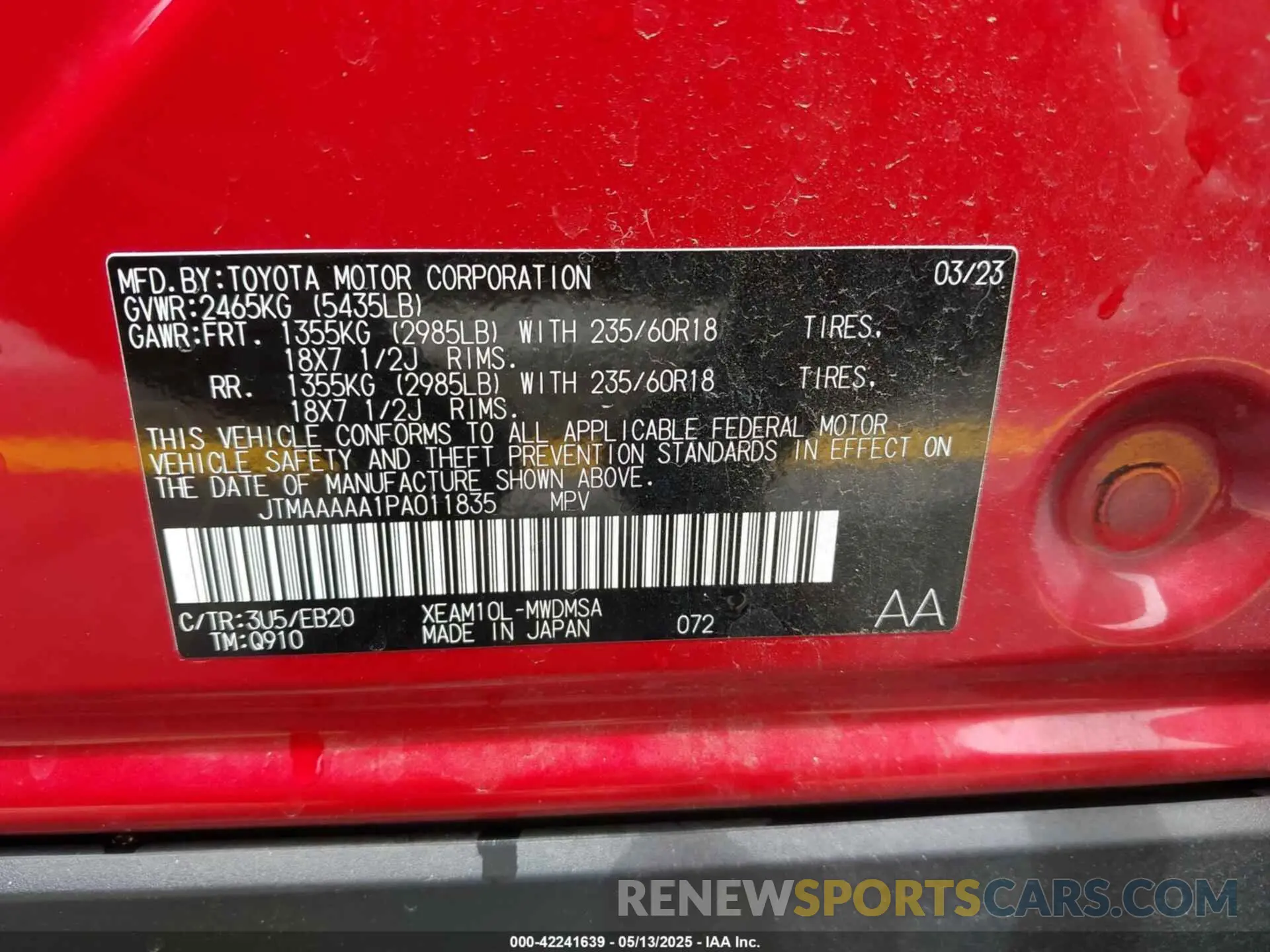 8 Photograph of a damaged car JTMAAAAA1PA011835 TOYOTA BZ4X 2023