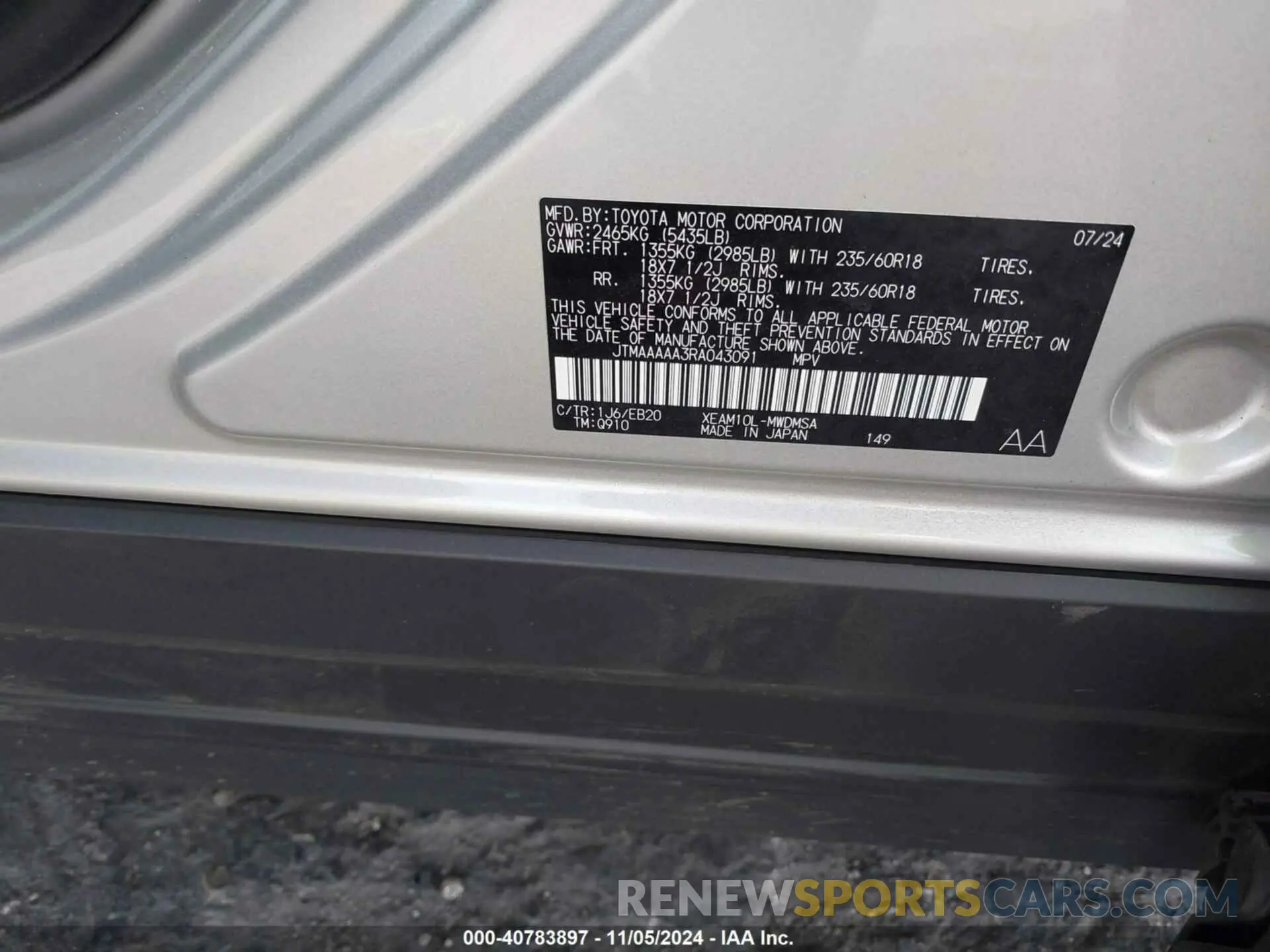 9 Photograph of a damaged car JTMAAAAA3RA043091 TOYOTA BZ4X 2024