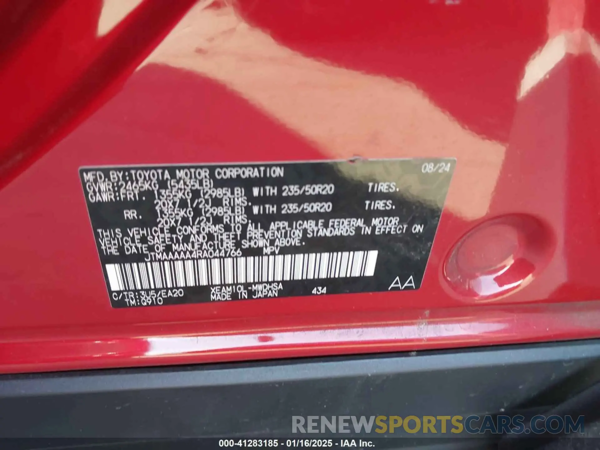 9 Photograph of a damaged car JTMAAAAA4RA044766 TOYOTA BZ4X 2024