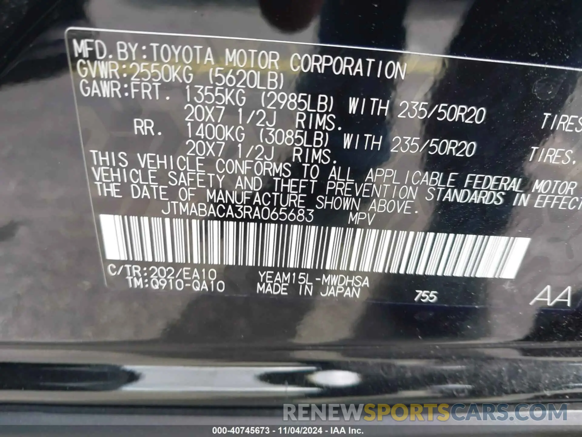 9 Photograph of a damaged car JTMABACA3RA065683 TOYOTA BZ4X 2024