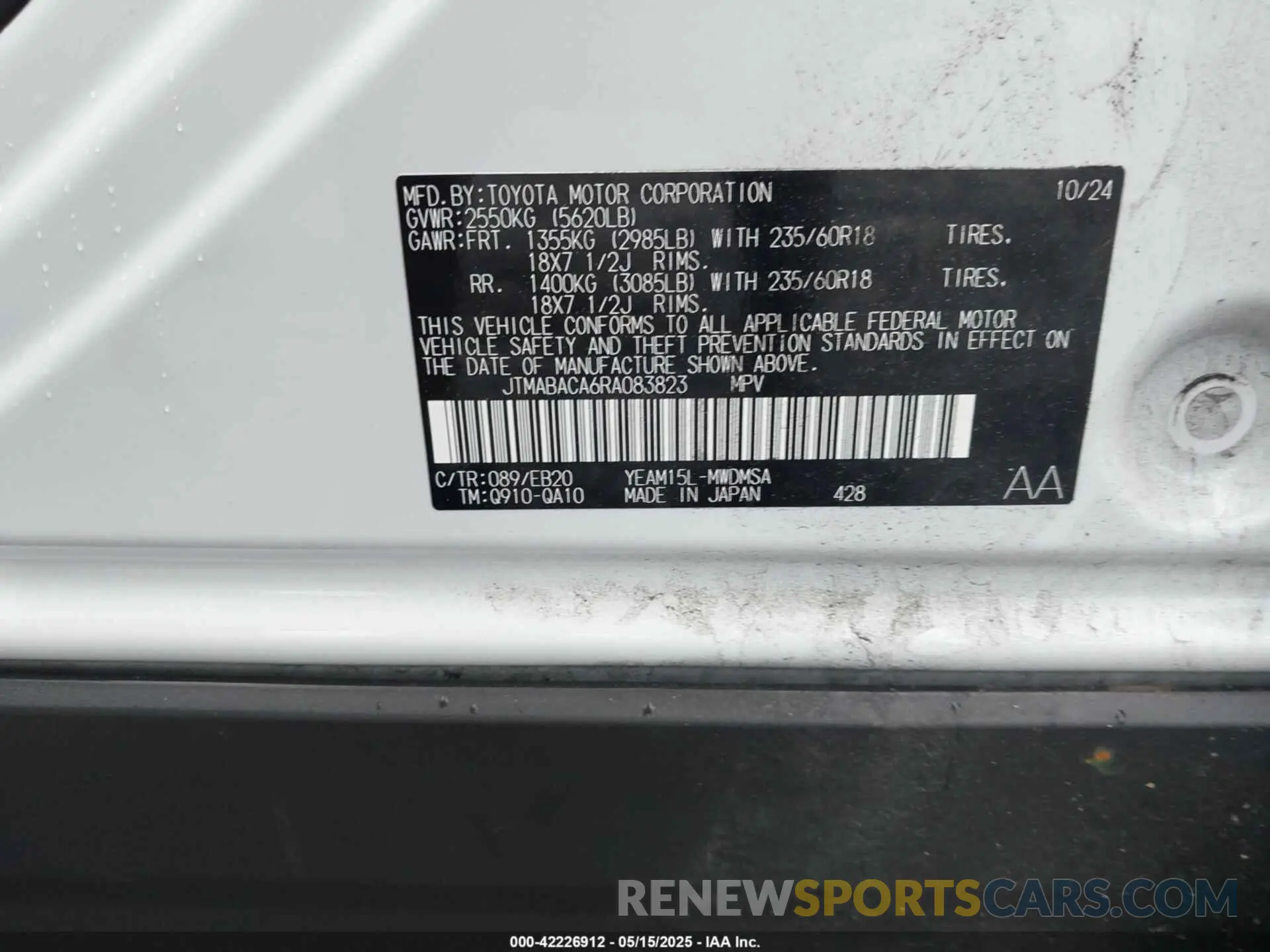 9 Photograph of a damaged car JTMABACA6RA083823 TOYOTA BZ4X 2024
