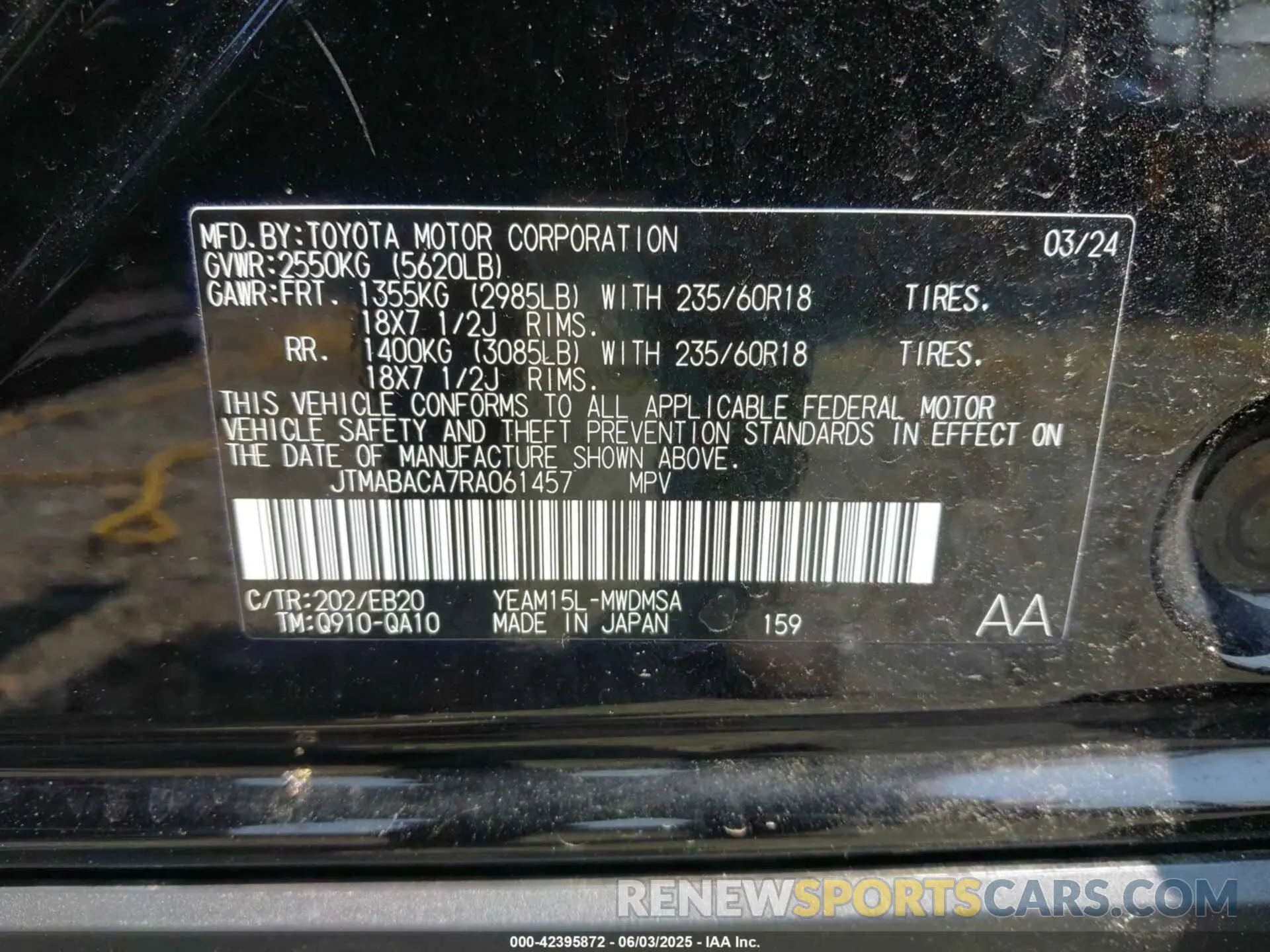 9 Photograph of a damaged car JTMABACA7RA061457 TOYOTA BZ4X 2024