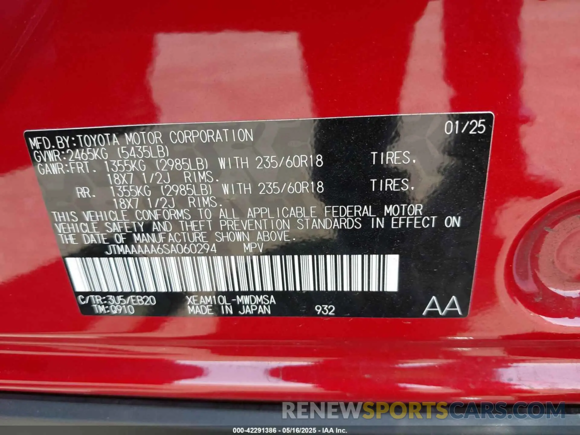 9 Photograph of a damaged car JTMAAAAA6SA060294 TOYOTA BZ4X 2025