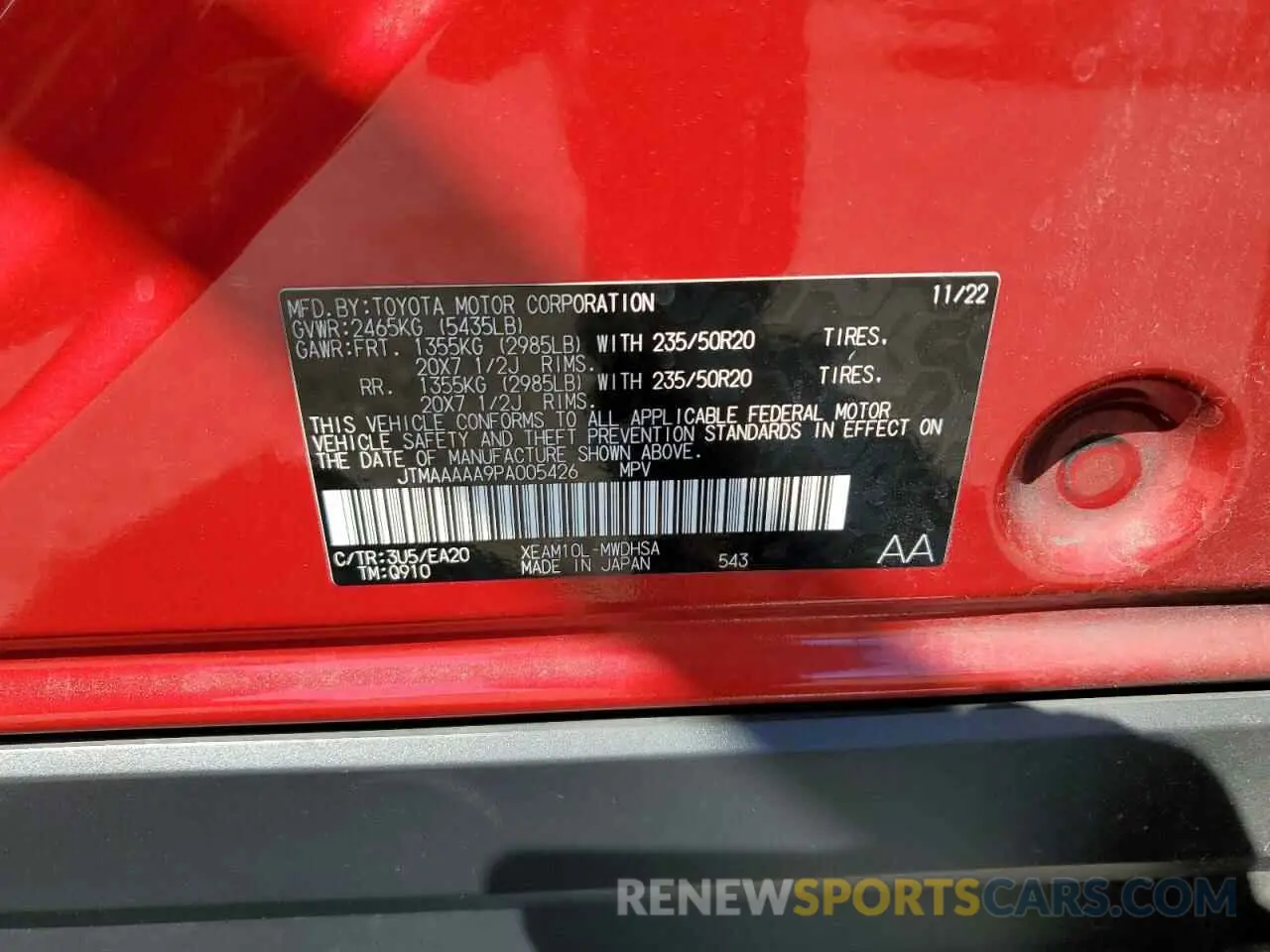 13 Photograph of a damaged car JTMAAAAA9PA005426 TOYOTA BZ4X XLE 2023