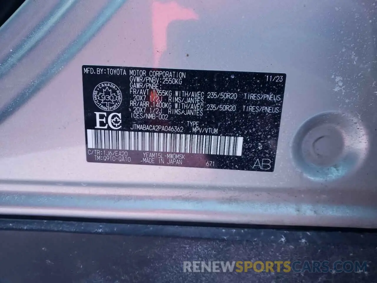 13 Photograph of a damaged car JTMABACA2PA046362 TOYOTA BZ4X XLE 2023