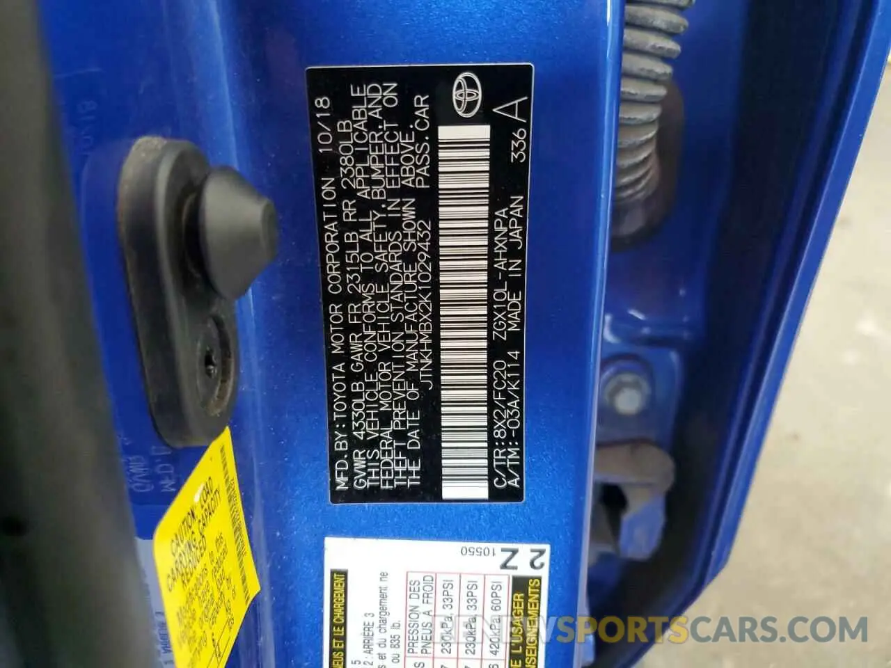 14 Photograph of a damaged car JTNKHMBX2K1029432 TOYOTA C-HR 2019