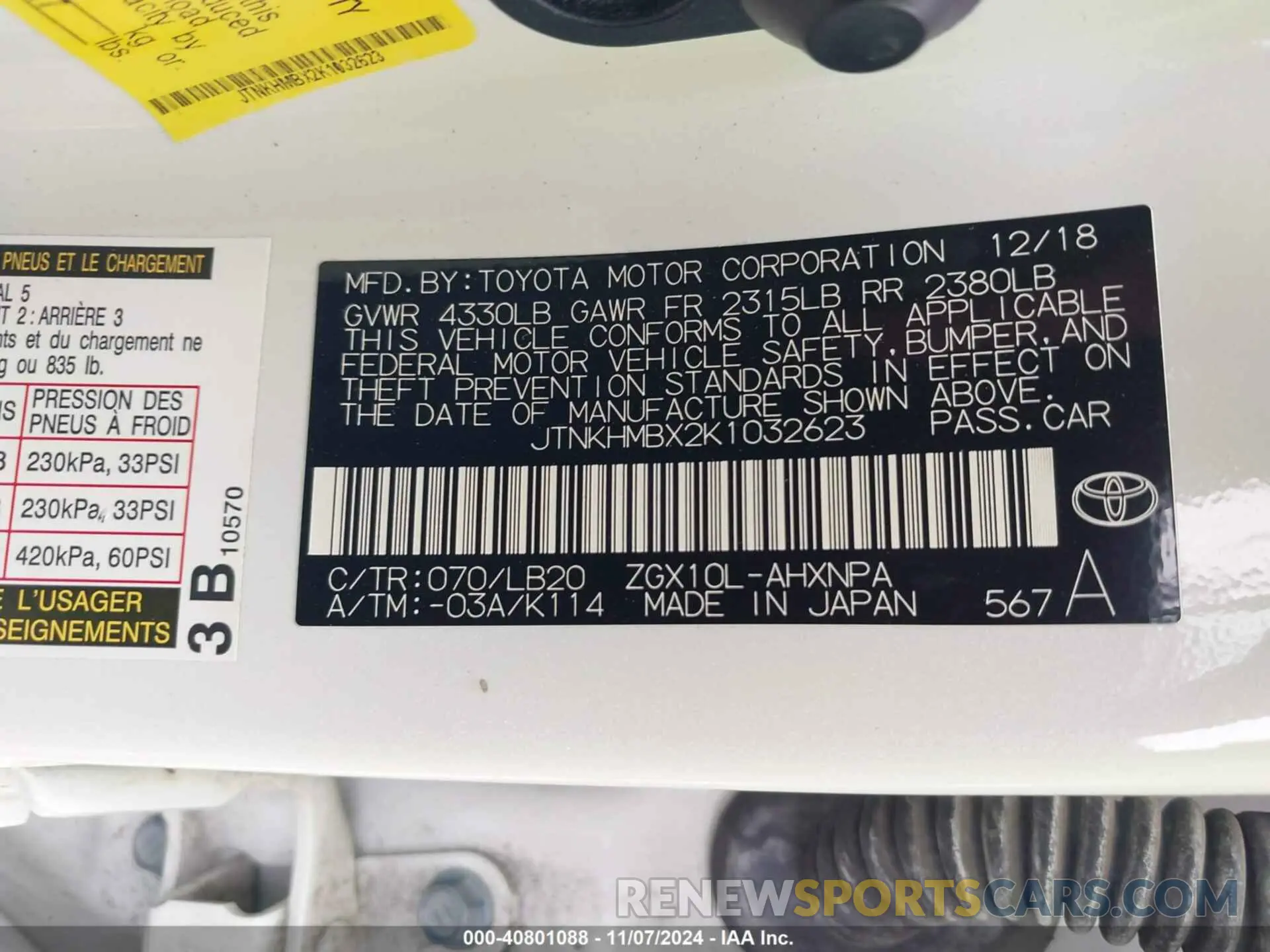 9 Photograph of a damaged car JTNKHMBX2K1032623 TOYOTA C-HR 2019
