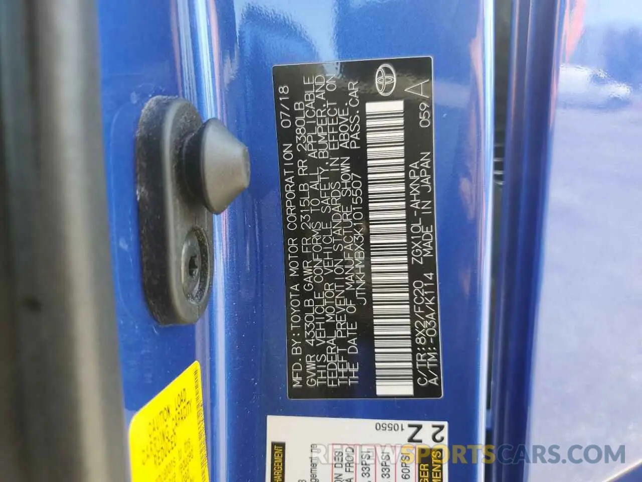 14 Photograph of a damaged car JTNKHMBX3K1015507 TOYOTA C-HR 2019