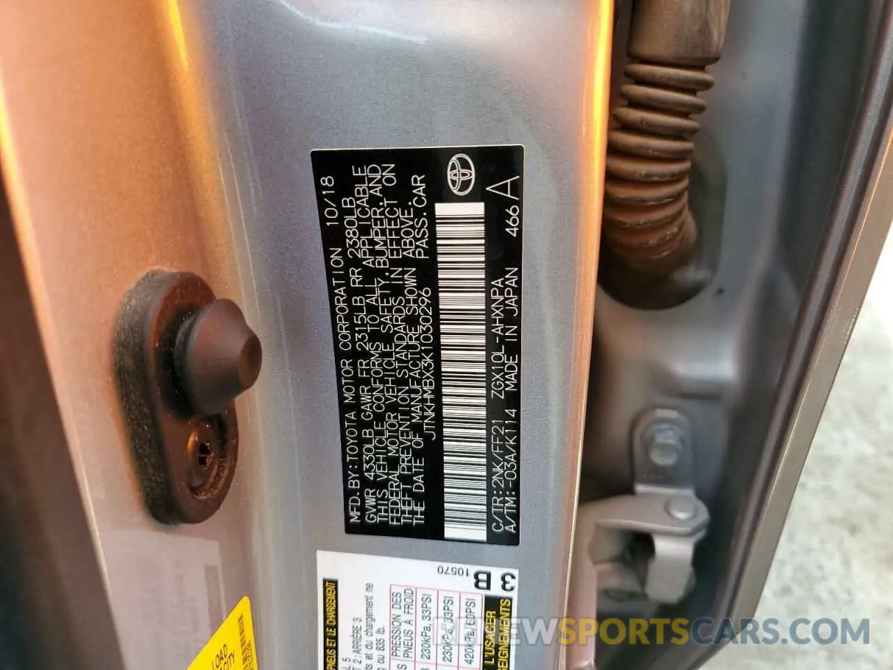 12 Photograph of a damaged car JTNKHMBX3K1030296 TOYOTA C-HR 2019