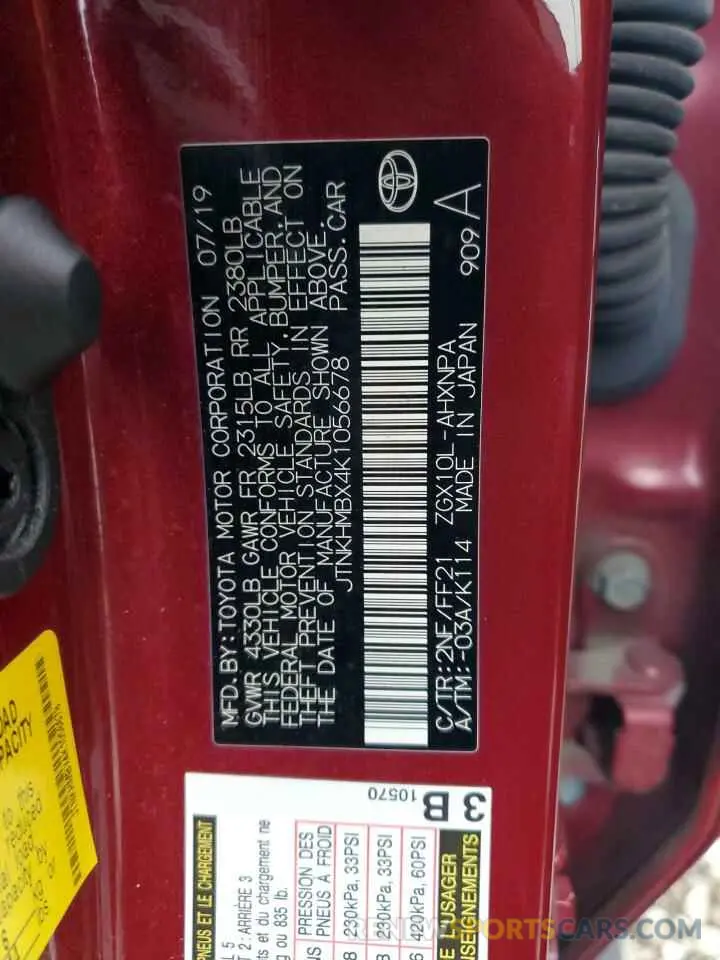 14 Photograph of a damaged car JTNKHMBX4K1056678 TOYOTA C-HR 2019