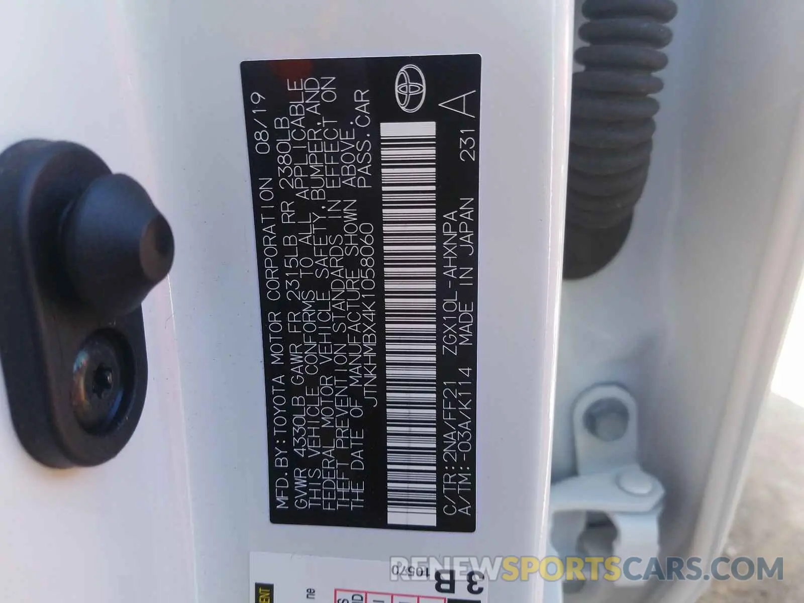 10 Photograph of a damaged car JTNKHMBX4K1058060 TOYOTA C-HR 2019