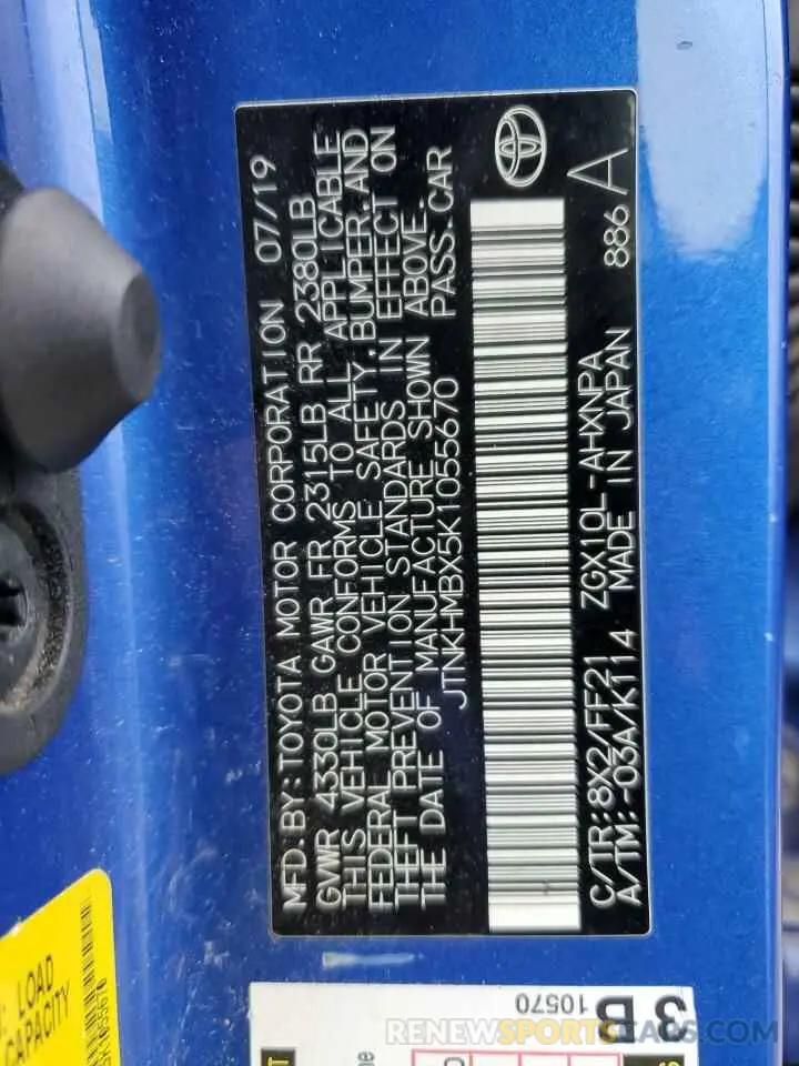 13 Photograph of a damaged car JTNKHMBX5K1055670 TOYOTA C-HR 2019