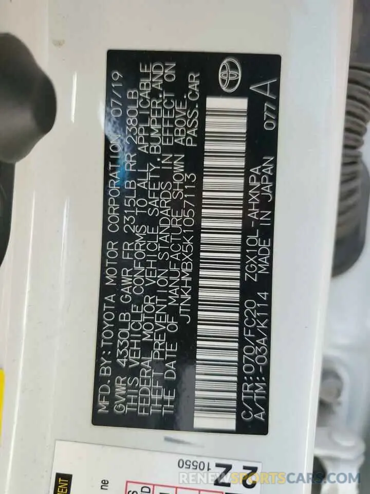 14 Photograph of a damaged car JTNKHMBX5K1057113 TOYOTA C-HR 2019