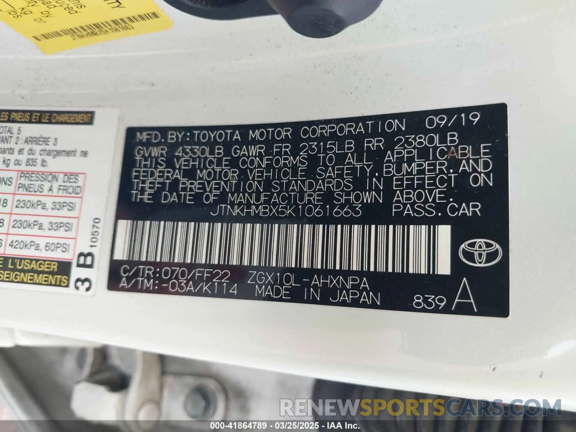 9 Photograph of a damaged car JTNKHMBX5K1061663 TOYOTA C-HR 2019