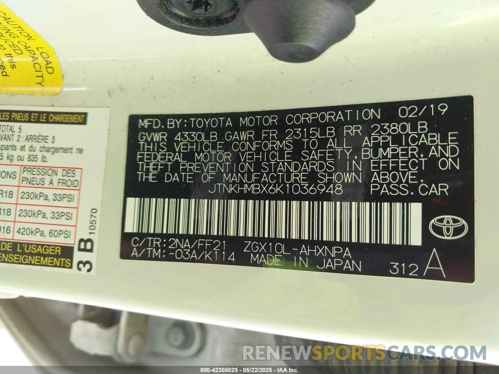 9 Photograph of a damaged car JTNKHMBX6K1036948 TOYOTA C-HR 2019