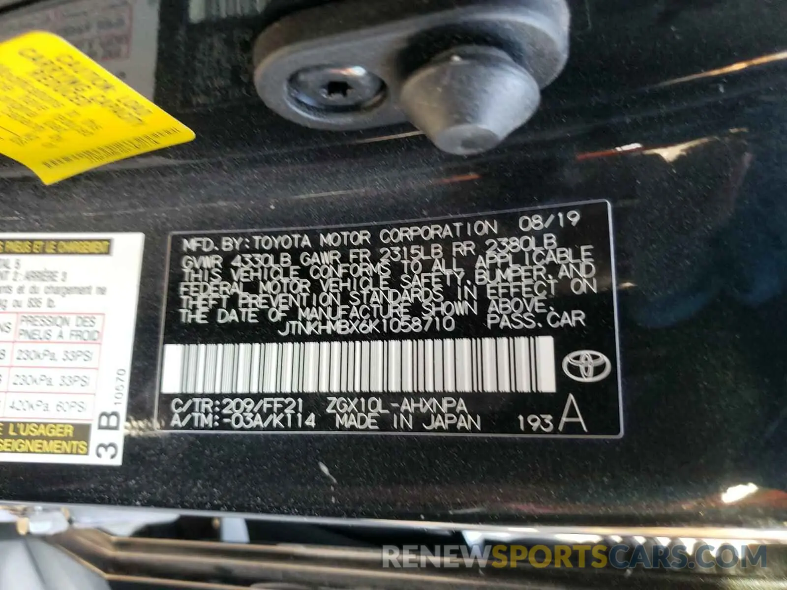 10 Photograph of a damaged car JTNKHMBX6K1058710 TOYOTA C-HR 2019