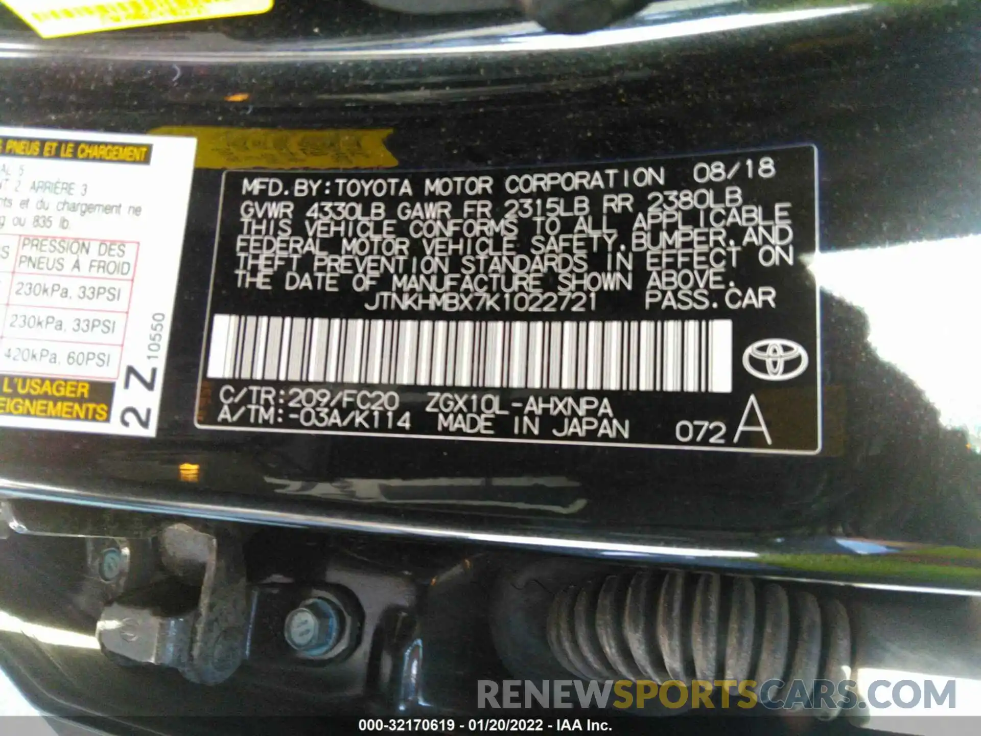 9 Photograph of a damaged car JTNKHMBX7K1022721 TOYOTA C-HR 2019