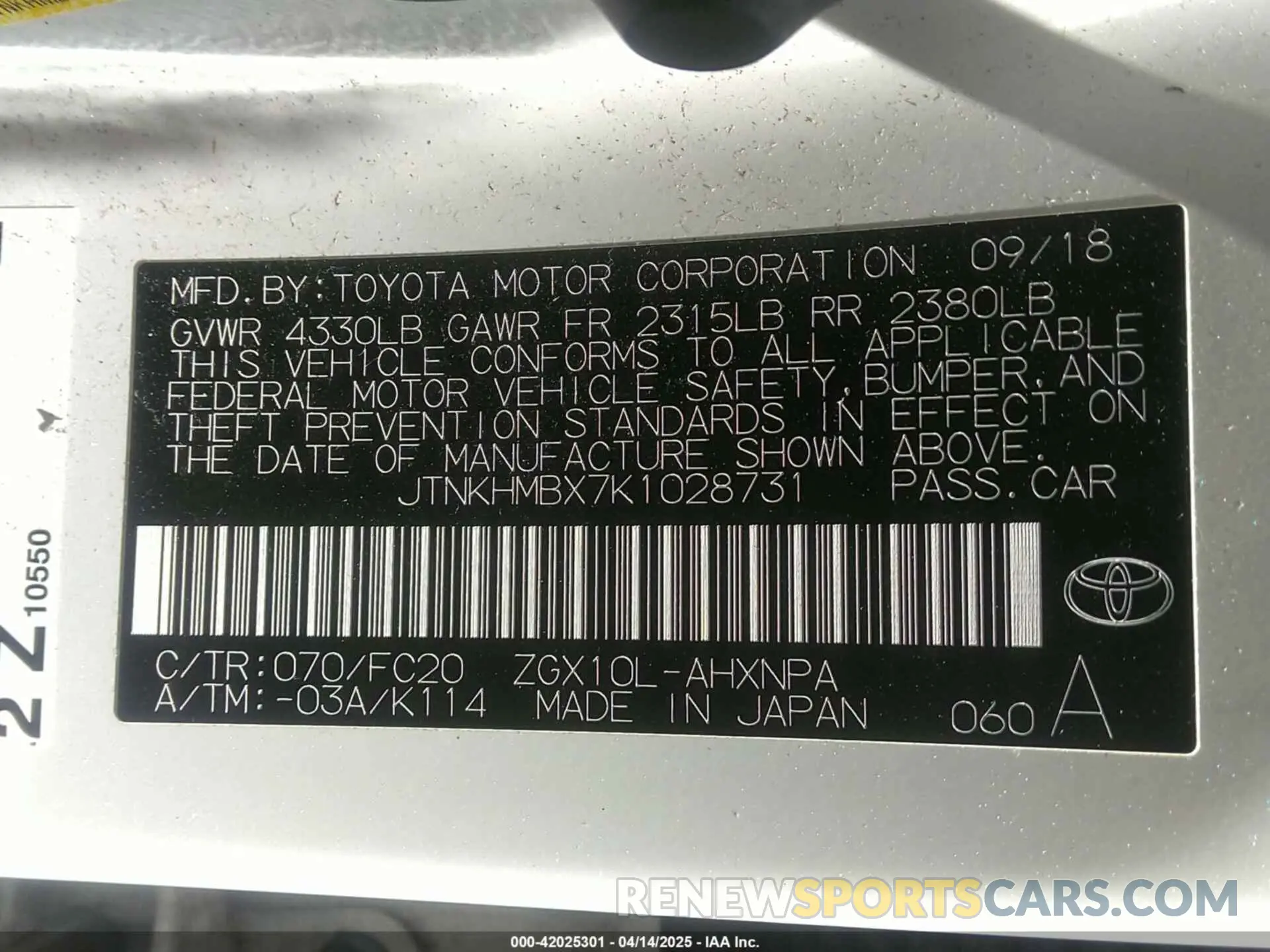 9 Photograph of a damaged car JTNKHMBX7K1028731 TOYOTA C-HR 2019