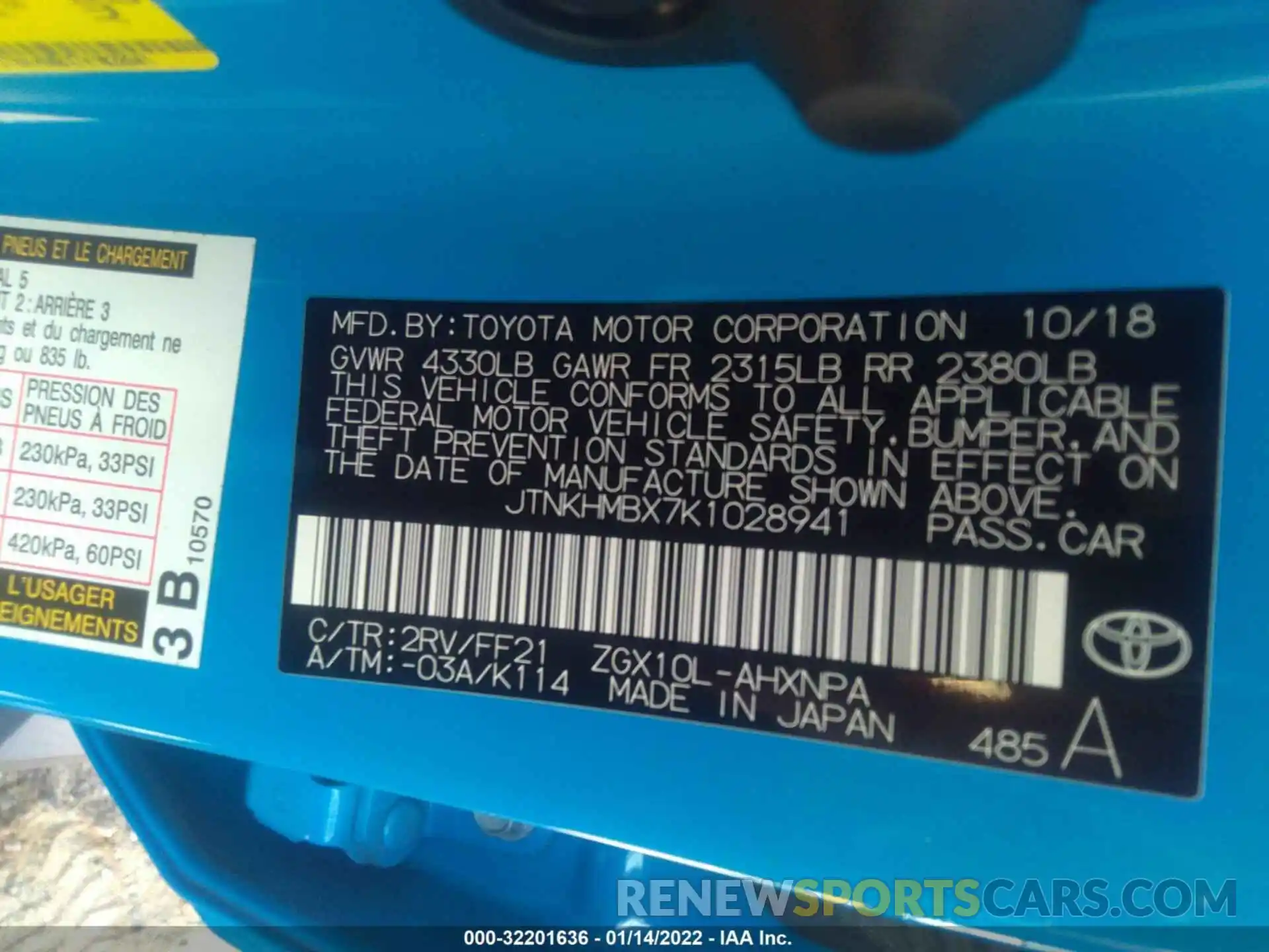 9 Photograph of a damaged car JTNKHMBX7K1028941 TOYOTA C-HR 2019