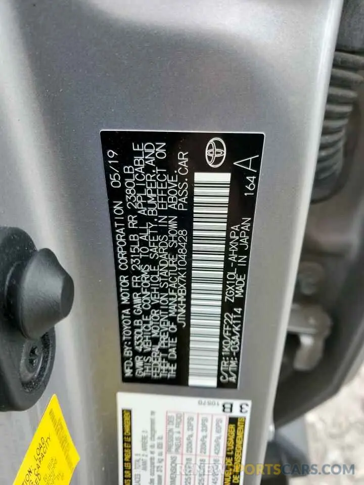 13 Photograph of a damaged car JTNKHMBX7K1048428 TOYOTA C-HR 2019
