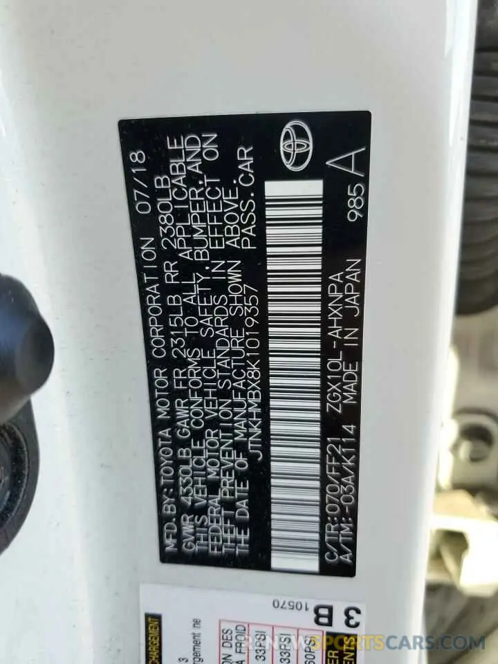 13 Photograph of a damaged car JTNKHMBX8K1019357 TOYOTA C-HR 2019