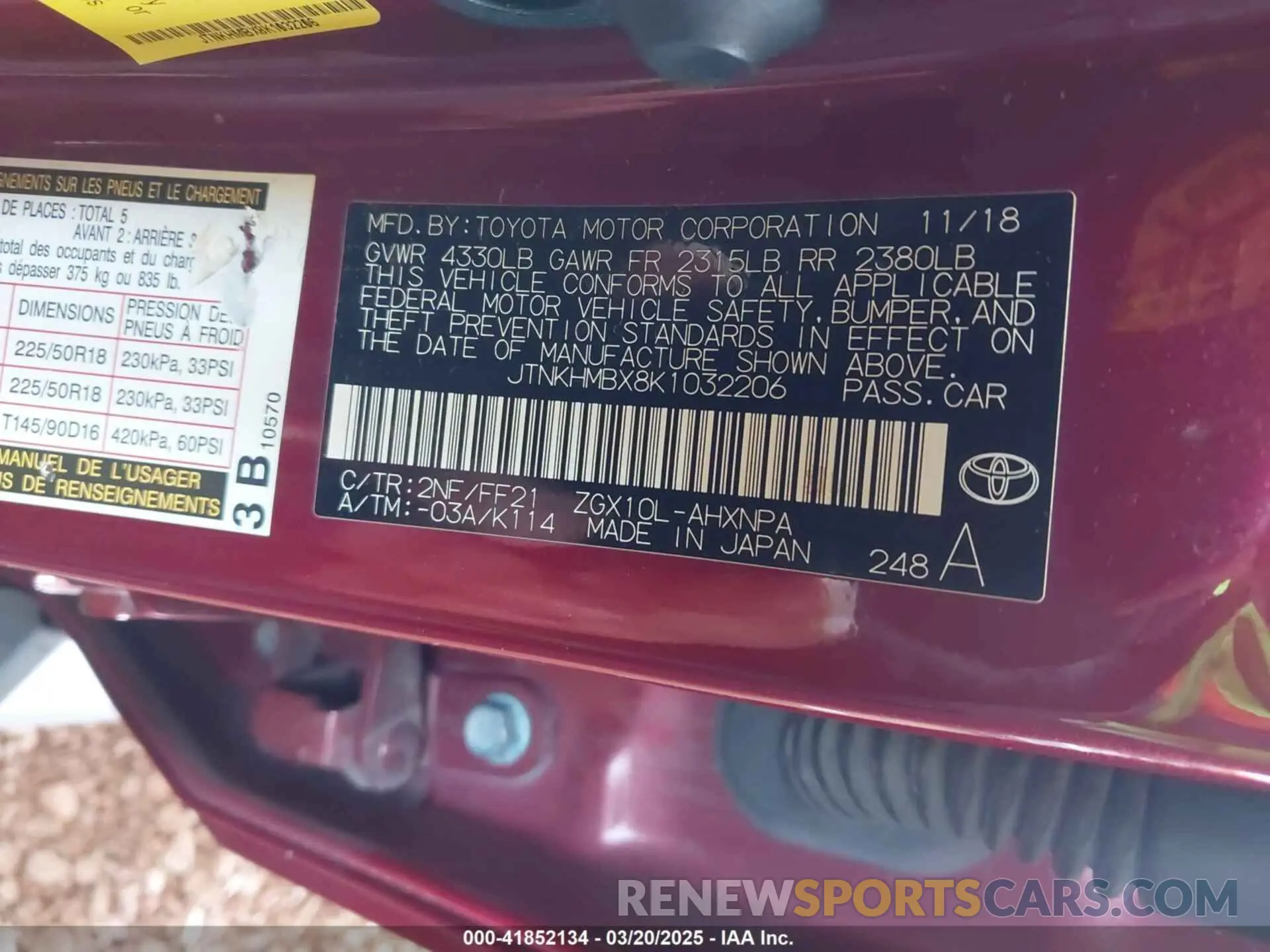 9 Photograph of a damaged car JTNKHMBX8K1032206 TOYOTA C-HR 2019