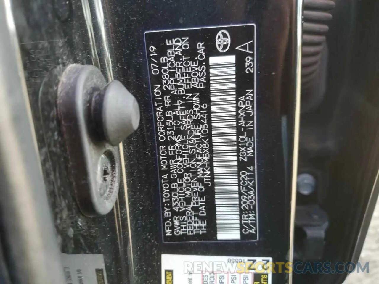 14 Photograph of a damaged car JTNKHMBX8K1054416 TOYOTA C-HR 2019