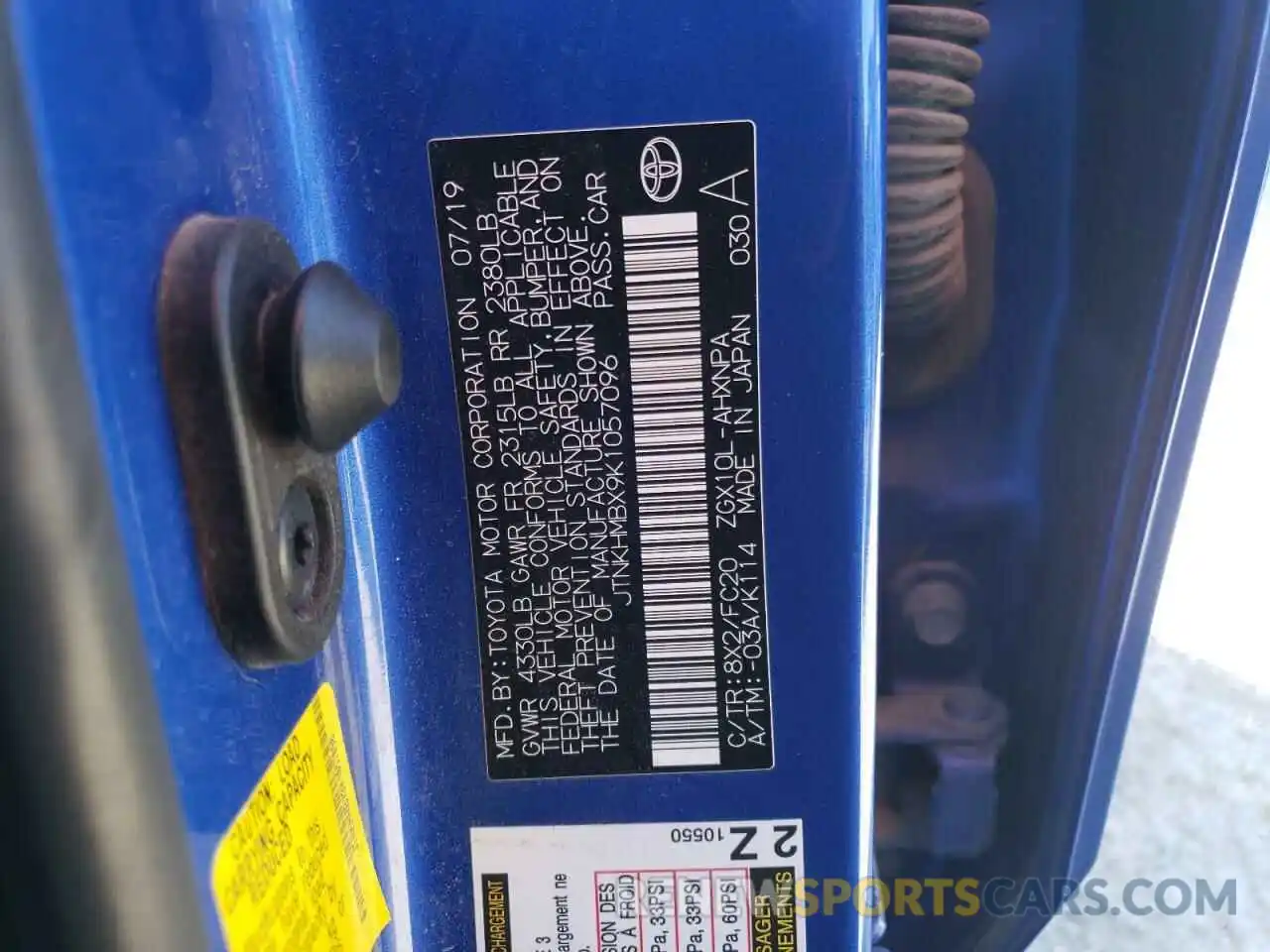 13 Photograph of a damaged car JTNKHMBX9K1057096 TOYOTA C-HR 2019