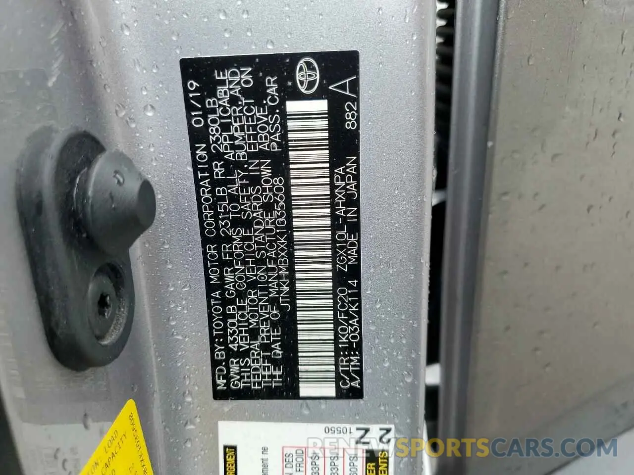 12 Photograph of a damaged car JTNKHMBXXK1035608 TOYOTA C-HR 2019