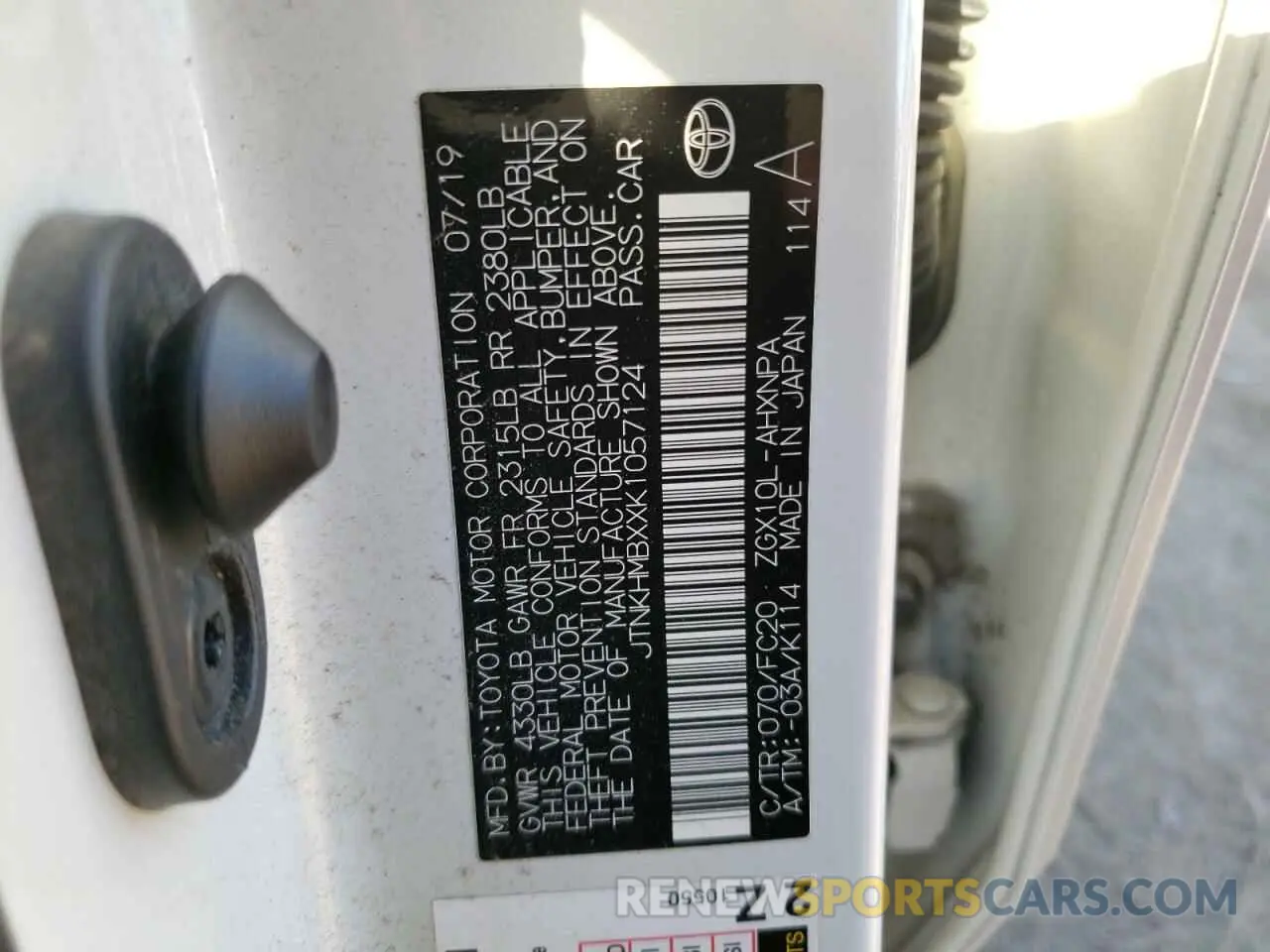 14 Photograph of a damaged car JTNKHMBXXK1057124 TOYOTA C-HR 2019