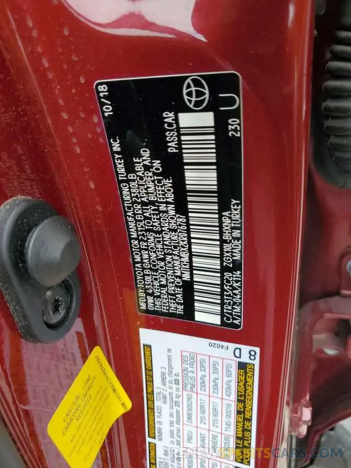 16 Photograph of a damaged car NMTKHMBX2KR076787 TOYOTA C-HR 2019