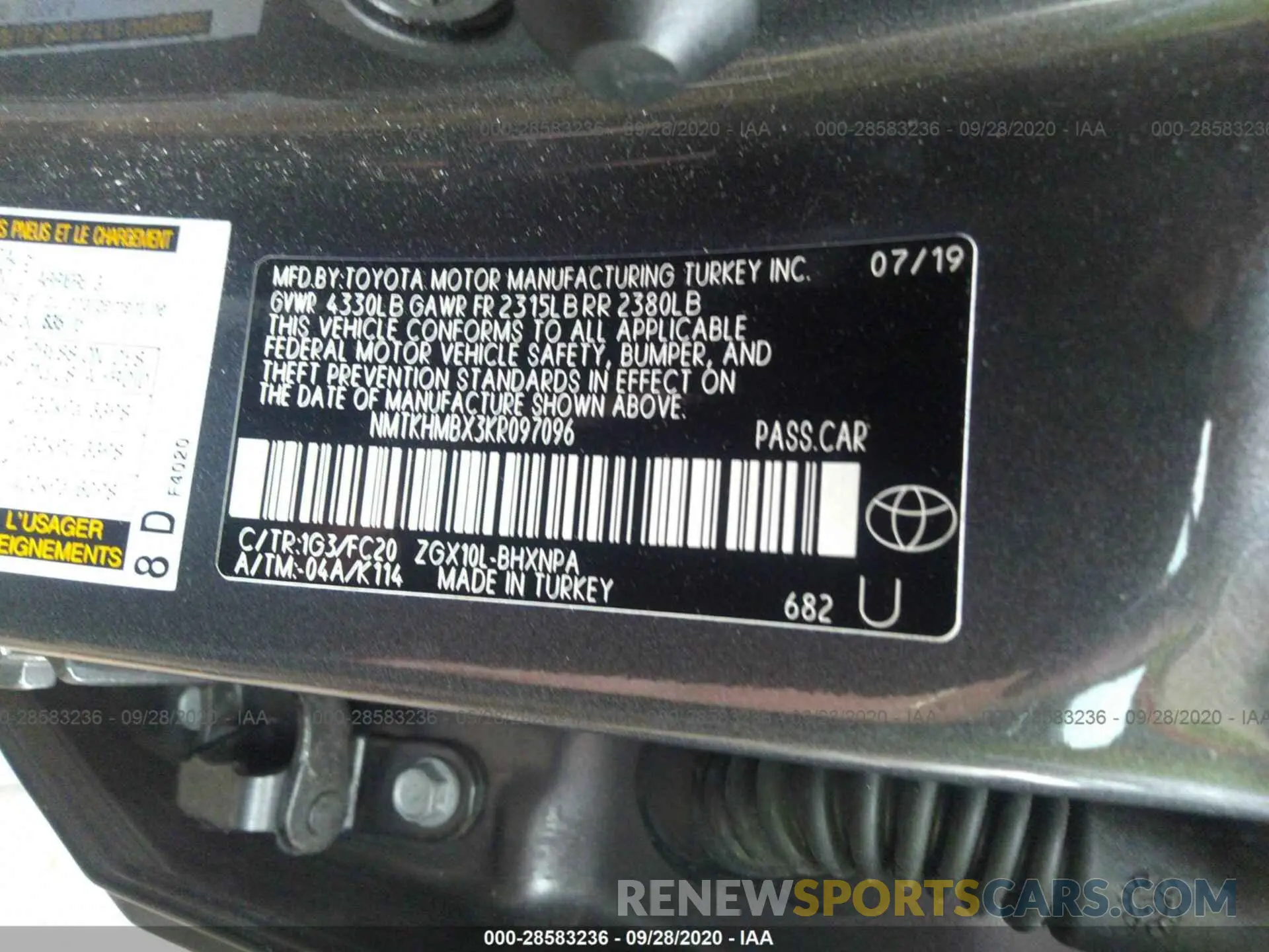 9 Photograph of a damaged car NMTKHMBX3KR097096 TOYOTA C-HR 2019