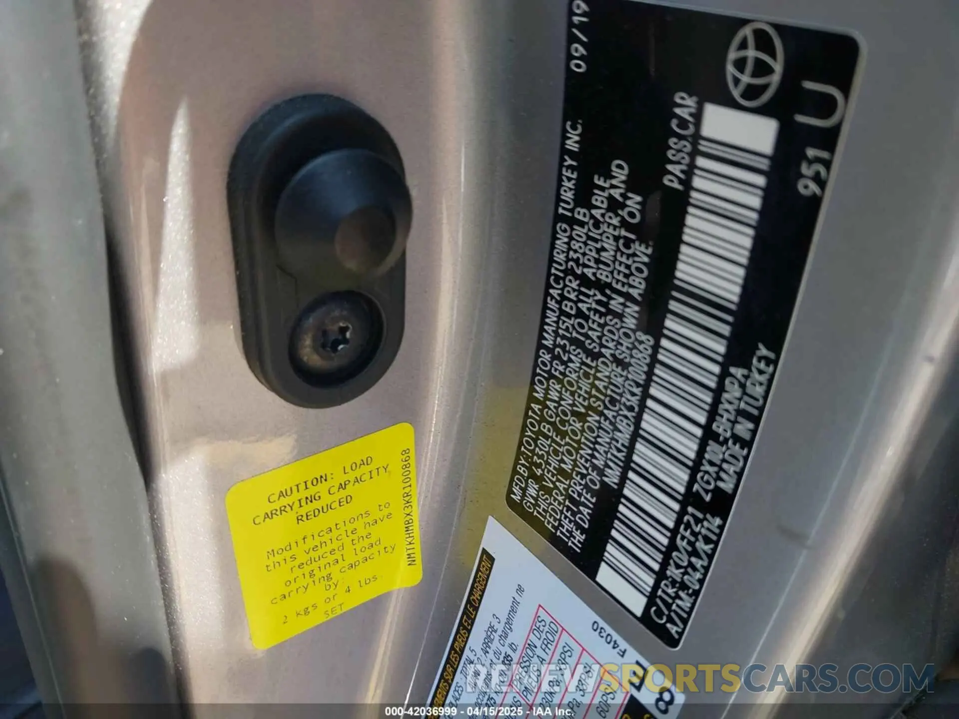 9 Photograph of a damaged car NMTKHMBX3KR100868 TOYOTA C-HR 2019