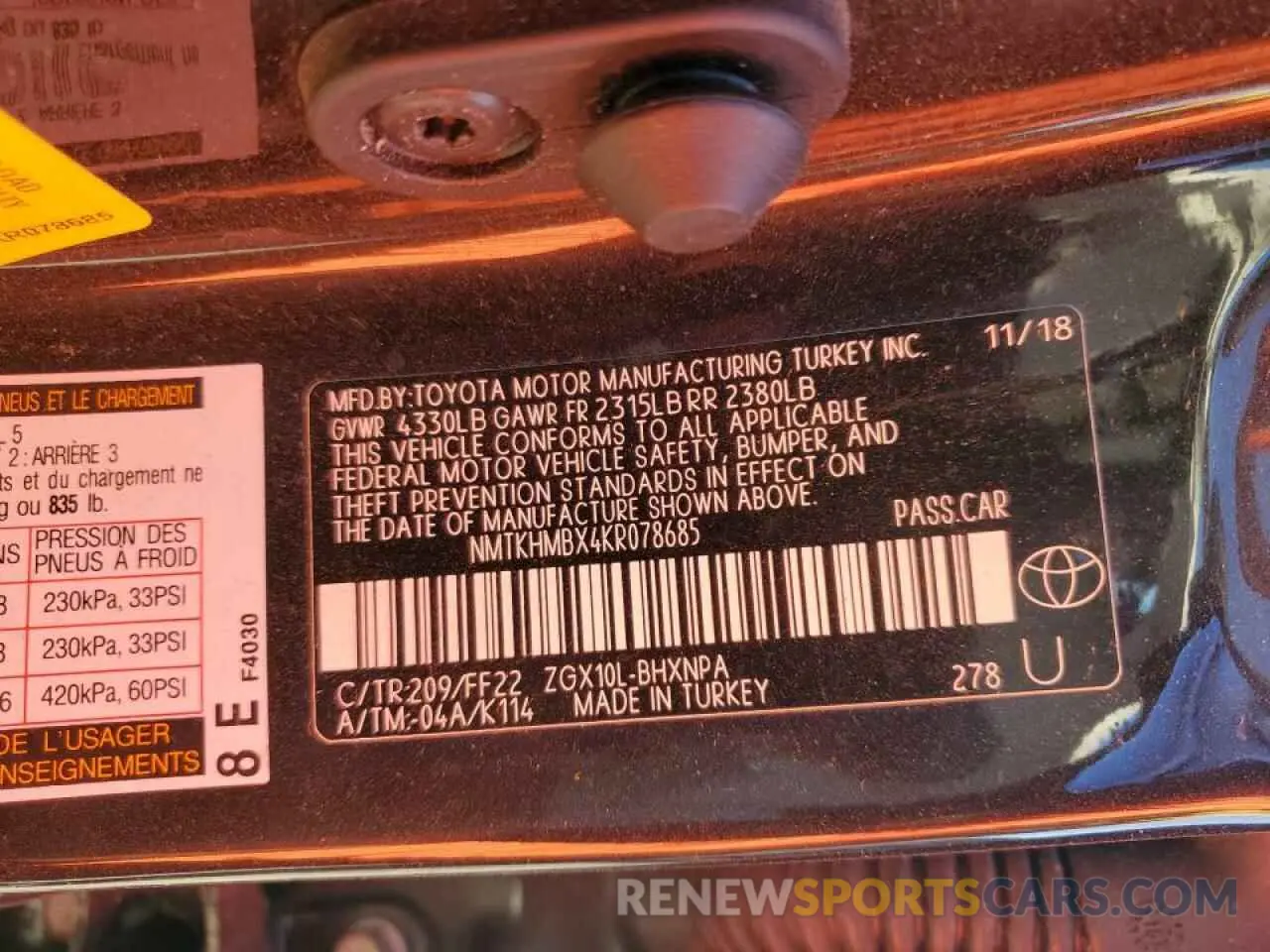 13 Photograph of a damaged car NMTKHMBX4KR078685 TOYOTA C-HR 2019