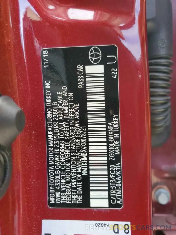 13 Photograph of a damaged car NMTKHMBX4KR078721 TOYOTA C-HR 2019