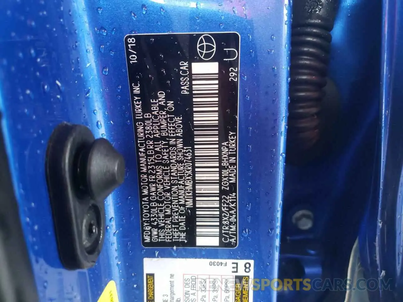 13 Photograph of a damaged car NMTKHMBX5KR074631 TOYOTA C-HR 2019