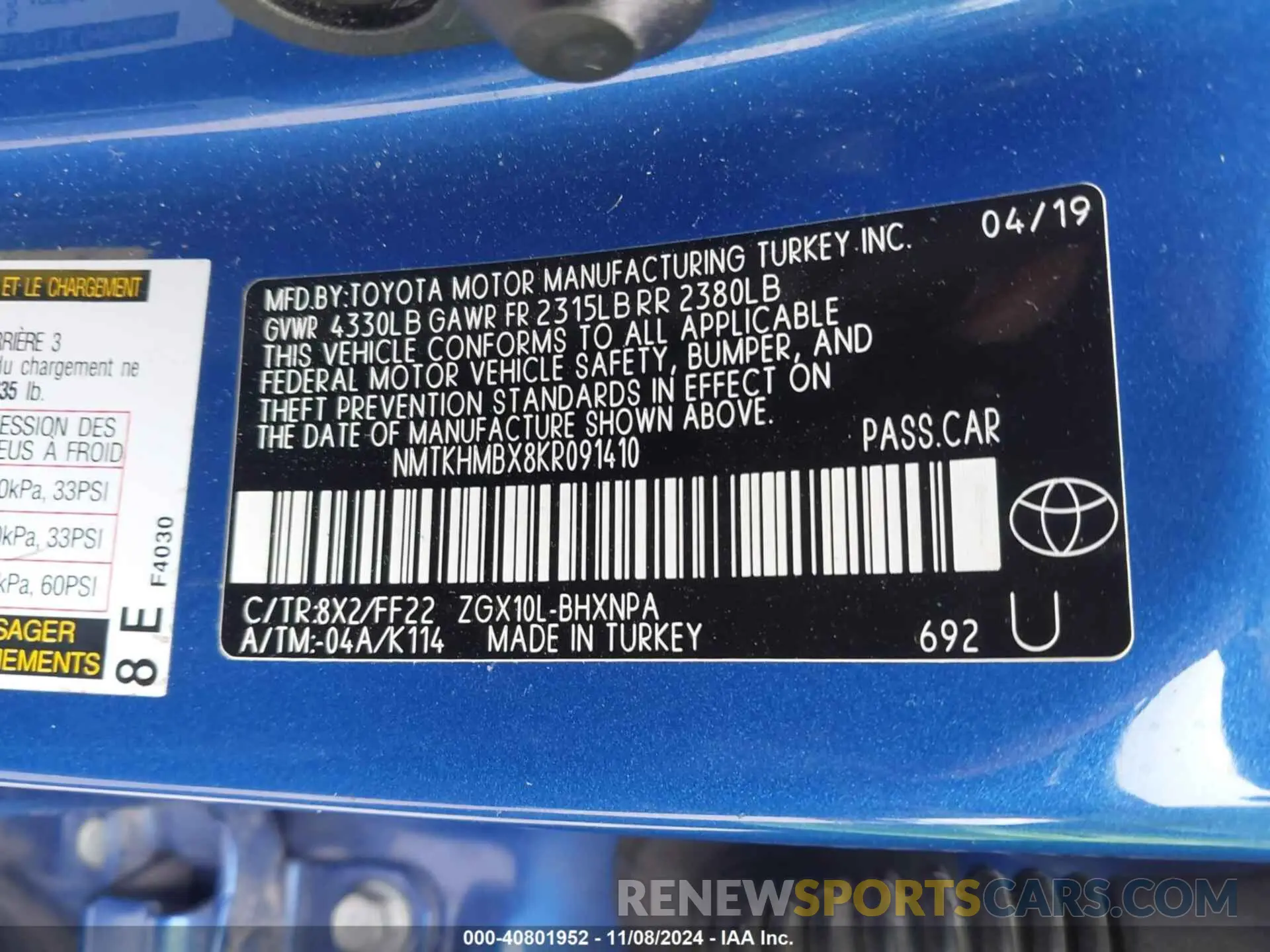 9 Photograph of a damaged car NMTKHMBX8KR091410 TOYOTA C-HR 2019
