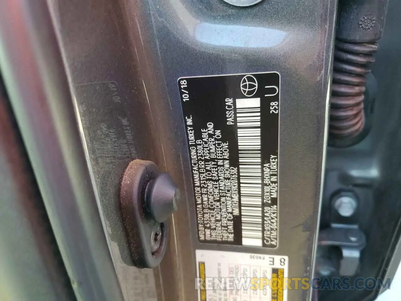 13 Photograph of a damaged car NMTKHMBX9KR076382 TOYOTA C-HR 2019