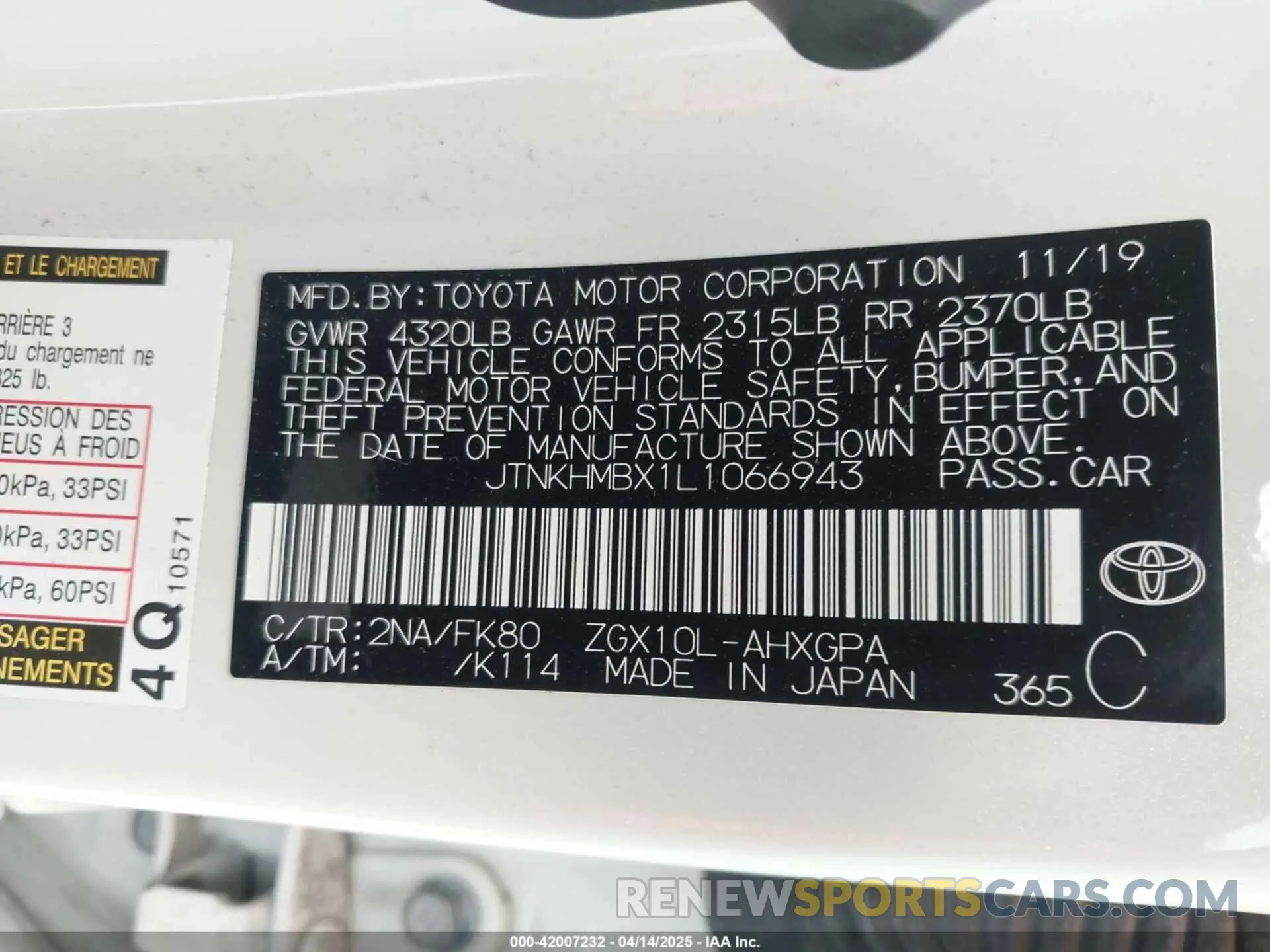 9 Photograph of a damaged car JTNKHMBX1L1066943 TOYOTA C-HR 2020