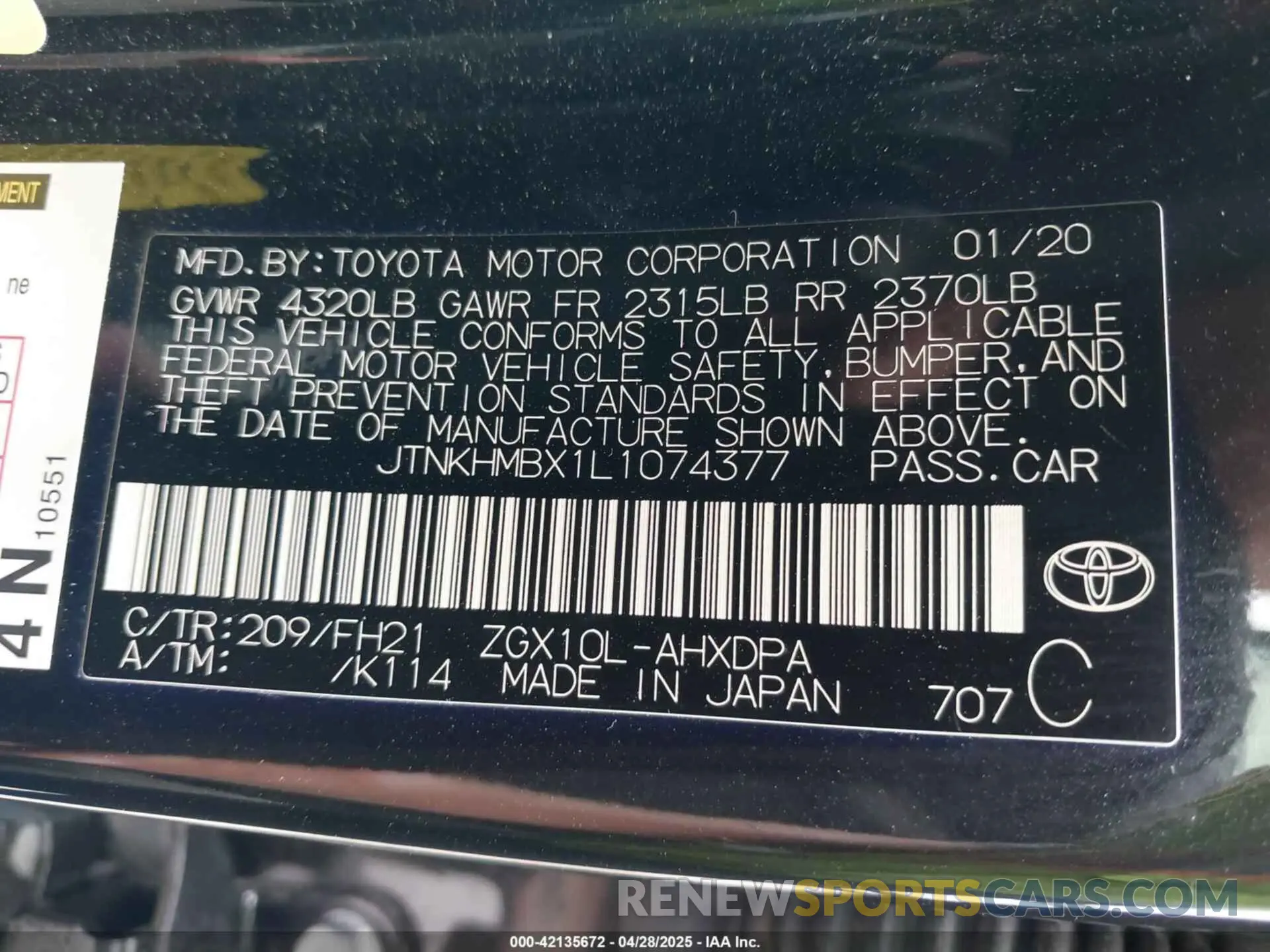 9 Photograph of a damaged car JTNKHMBX1L1074377 TOYOTA C-HR 2020
