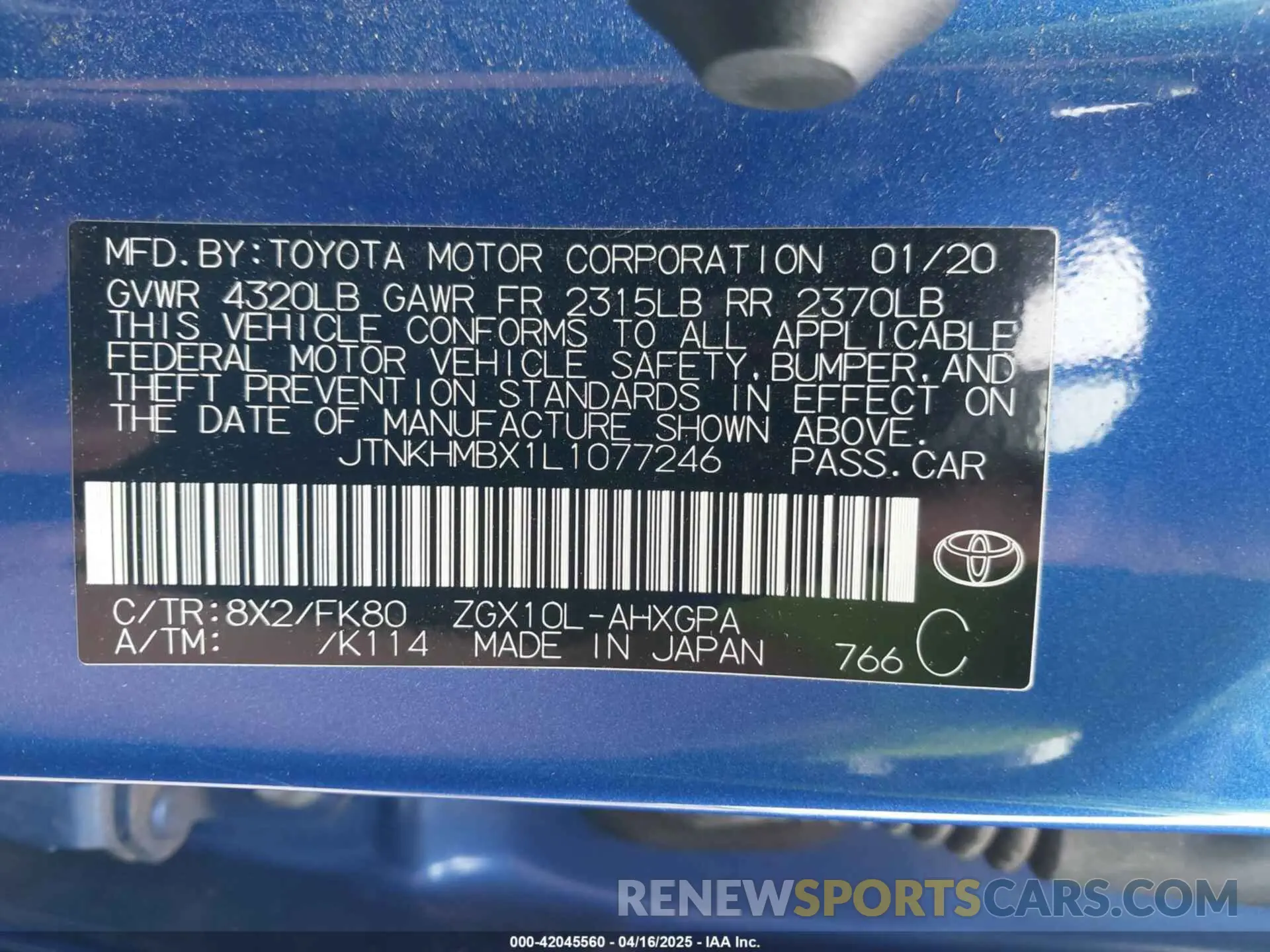 9 Photograph of a damaged car JTNKHMBX1L1077246 TOYOTA C-HR 2020
